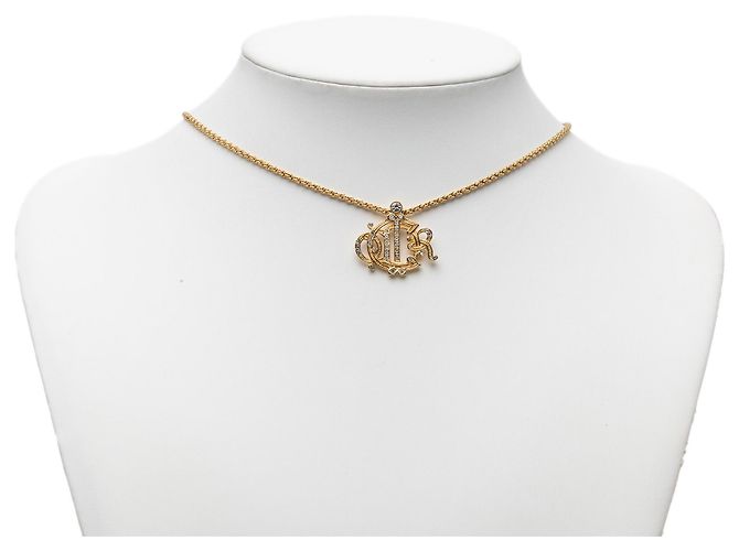 Collana con pendente logo strass placcato oro Gold Dior - vista 6