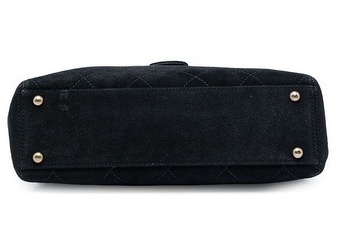 Bolsa de ombro Chanel CC em camurça acolchoada preta Preto - vista 3