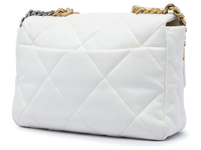 Borsa Chanel Large 19 in agnello bianco - vista 2