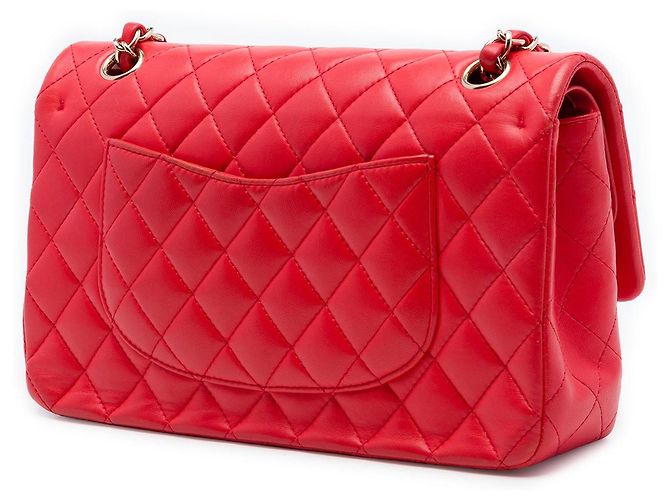 Borsa a tracolla Chanel Medium Classic Lambskin Double Flap rossa Rosso - vista 2