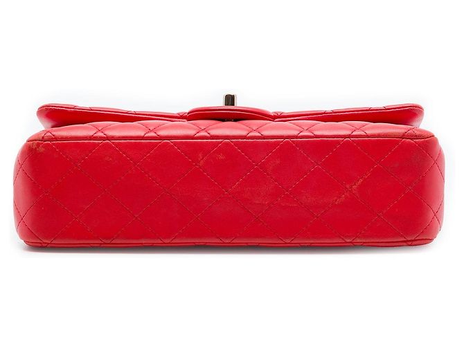 Borsa a tracolla Chanel Medium Classic Lambskin Double Flap rossa Rosso - vista 3