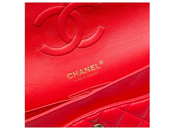 Borsa a tracolla Chanel Medium Classic Lambskin Double Flap rossa Rosso - vista 5