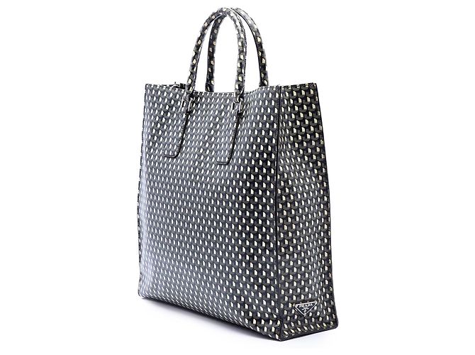 Borsa Shopping Tote Prada Saffiano Stampato nera Nero - vista 2