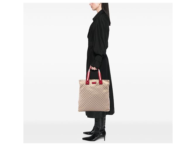 Tote verticale Gucci GG Canvas Web beige - vista 6