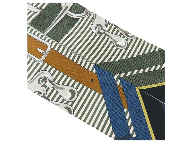 Sciarpa in seta Hermès Mors a Jouets Chemise Twilly Blu - vista 5