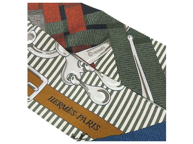 Sciarpa in seta Hermès Mors a Jouets Chemise Twilly Blu - vista 6