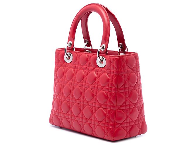 Borsa Lady Dior Medium in pelle d'agnello Cannage rossa Dior Rosso - vista 2