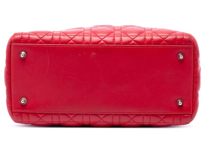 Borsa Lady Dior Medium in pelle d'agnello Cannage rossa Dior Rosso - vista 3