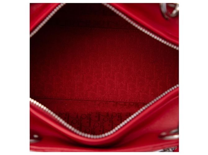 Borsa Lady Dior Medium in pelle d'agnello Cannage rossa Dior Rosso - vista 4