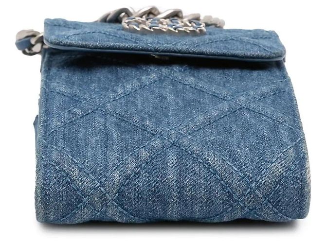 Portacellulare Chanel Denim 19 Blu con borsa a tracolla a catena - vista 3