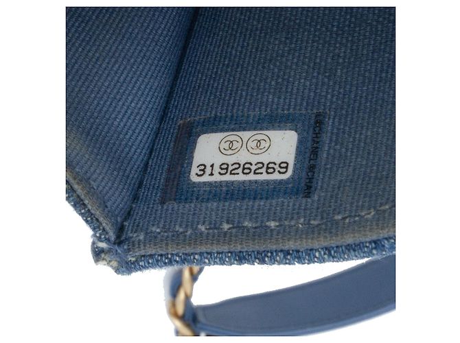 Portacellulare Chanel Denim 19 Blu con borsa a tracolla a catena - vista 6