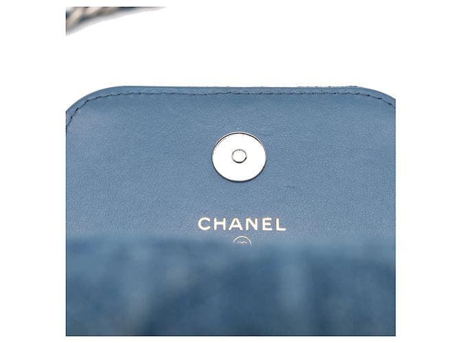 Portacellulare Chanel Denim 19 Blu con borsa a tracolla a catena - vista 8
