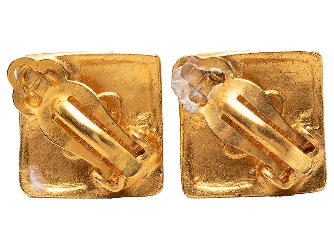 Orecchini a clip Chanel CC placcati in oro e diamanti D'oro - vista 2