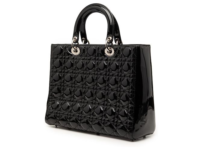 Borsa Dior Large Patent Cannage Lady Dior nera Nero - vista 2