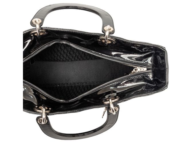 Borsa Dior Large Patent Cannage Lady Dior nera Nero - vista 4