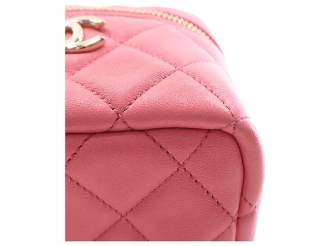 Rosa Chanel gesteppte Lammhaut Cube-Ketten Vanity-Tasche Pink - Ansicht 11