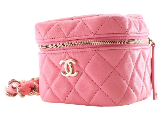 Rosa Chanel gesteppte Lammhaut Cube-Ketten Vanity-Tasche Pink - Ansicht 2