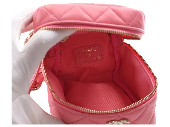 Rosa Chanel gesteppte Lammhaut Cube-Ketten Vanity-Tasche Pink - Ansicht 4