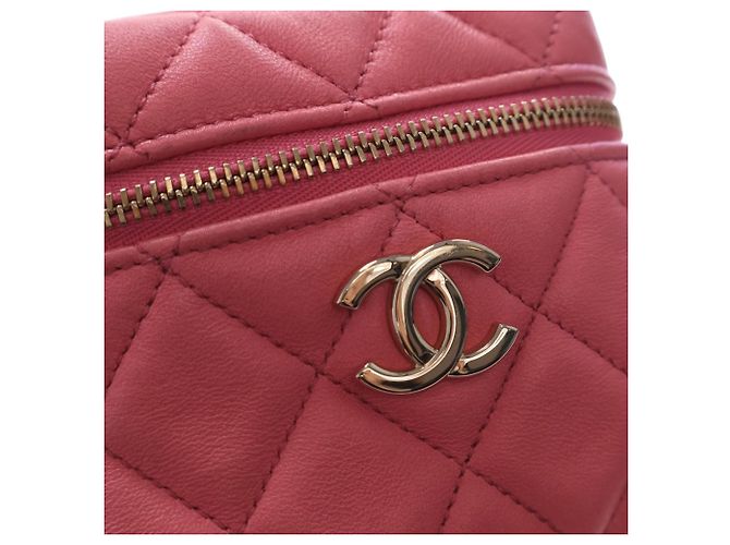 Rosa Chanel gesteppte Lammhaut Cube-Ketten Vanity-Tasche Pink - Ansicht 5