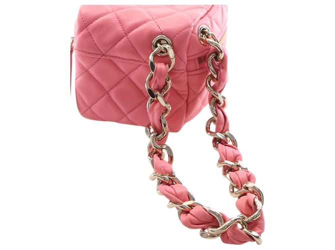 Rosa Chanel gesteppte Lammhaut Cube-Ketten Vanity-Tasche Pink - Ansicht 7