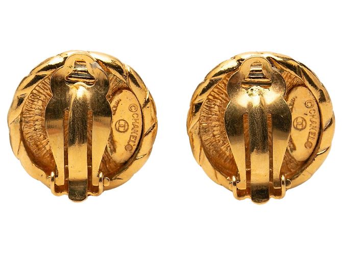Orecchini a clip rotondi Chanel CC placcati in oro D'oro - vista 2