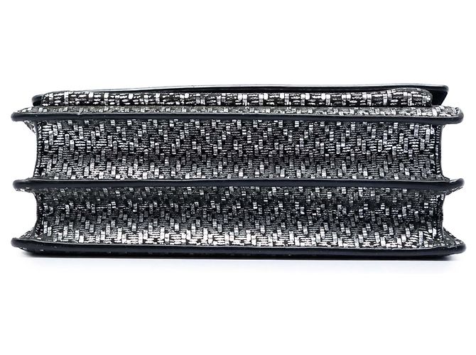 Borsa a tracolla Saint Laurent Medium Metallic Woven Leather Monogram Sunset argento - vista 3