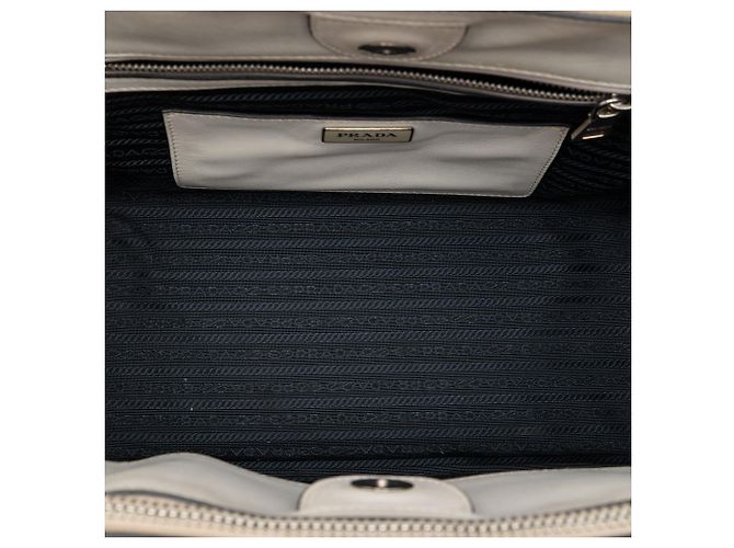 Double Borsa satchel bianca Prada Glace Calf con doppia tasca e doppio manico Bianco - vista 4