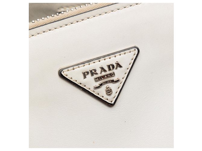 Double Borsa satchel bianca Prada Glace Calf con doppia tasca e doppio manico Bianco - vista 5
