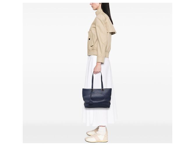 Tote Blue Prada Vitello Daino Canapa Logo - vista 6