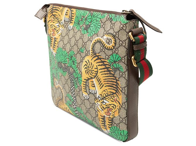 Borsa a tracolla Gucci GG Supreme Web Bengal beige - vista 2