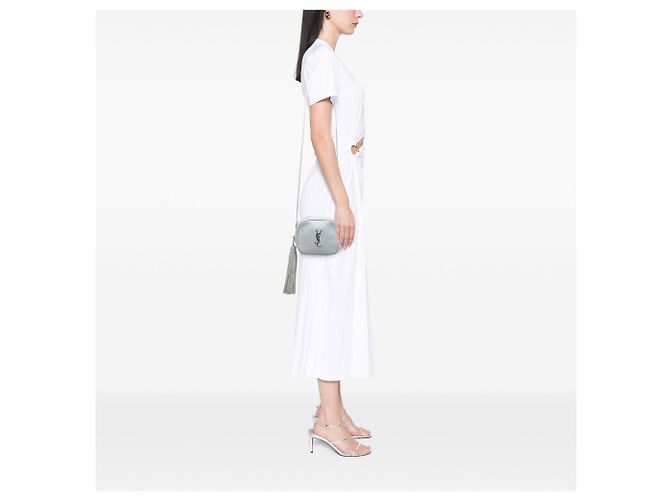 Borsa Blogger in pelle di vitello con monogramma blu Saint Laurent - vista 7