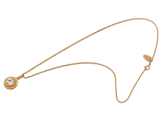 Collana con pendente rotondo in cristallo placcato oro Chanel Gold D'oro - vista 3