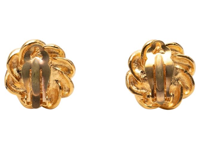 Chanel Clip-Ohrringe in Gold mit Kunstperlenblume Golden - Ansicht 2