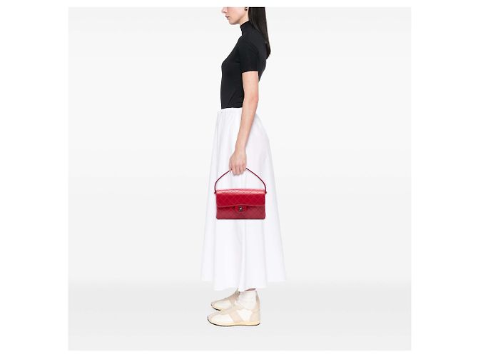 Bolsa Chanel Medium Quilted Lambskin Top Handle Bag vermelha Vermelho - vista 6