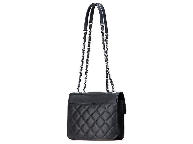 Borsa a tracolla Chanel Small Quilted Goatskin CC Box Flap Nera Nero - vista 2
