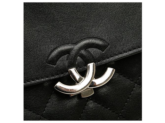 Borsa a tracolla Chanel Small Quilted Goatskin CC Box Flap Nera Nero - vista 7