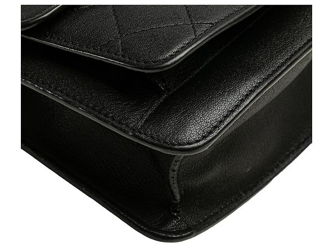 Borsa a tracolla Chanel Small Quilted Goatskin CC Box Flap Nera Nero - vista 8