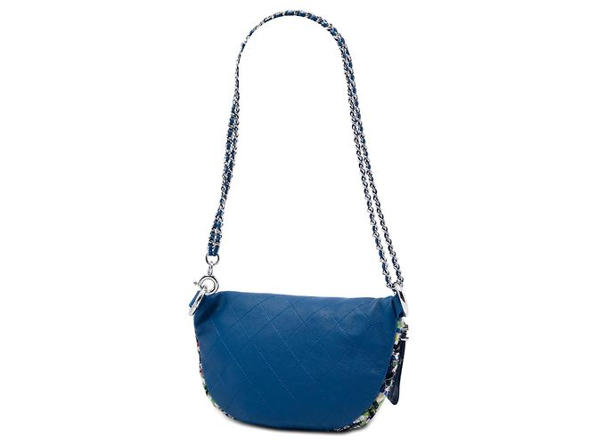 Borsa a vita convertibile Chanel in tweed blu e vitello trapuntato - vista 2