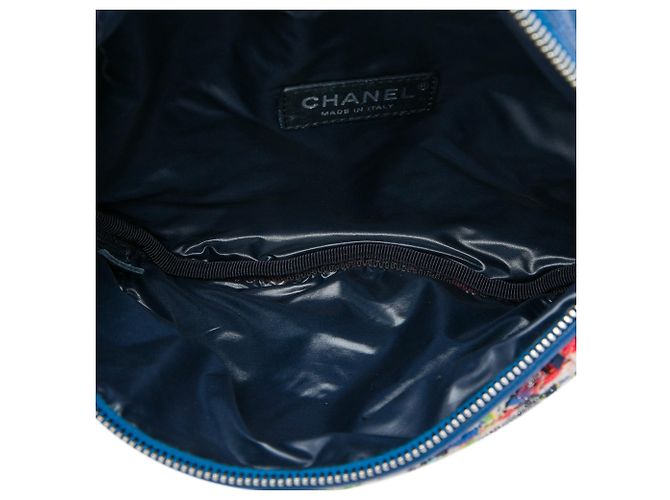 Borsa a vita convertibile Chanel in tweed blu e vitello trapuntato - vista 4