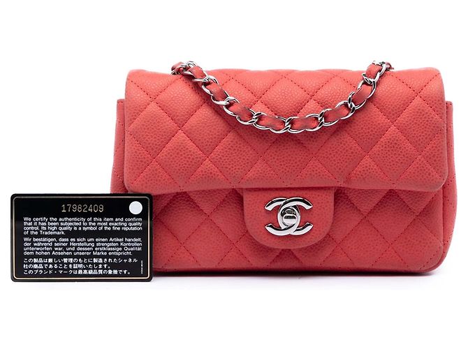 Chanel Mini Rectangular Classic Caviar Single Flap Crossbody Bag rot - Ansicht 6