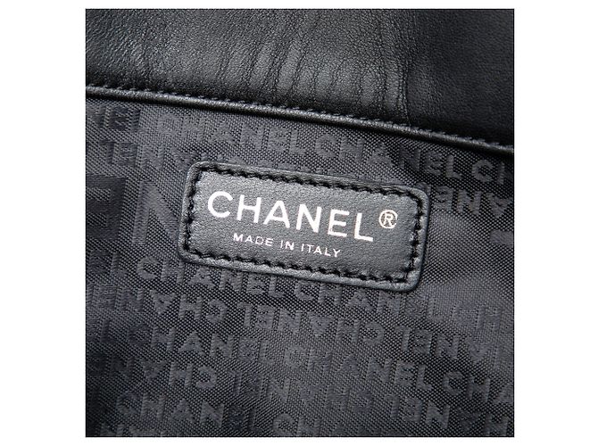 Tote Chanel CC Choco Bar in agnello nero con camelia No 5 - vista 5