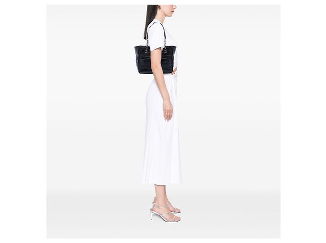 Tote Chanel CC Choco Bar in agnello nero con camelia No 5 - vista 6