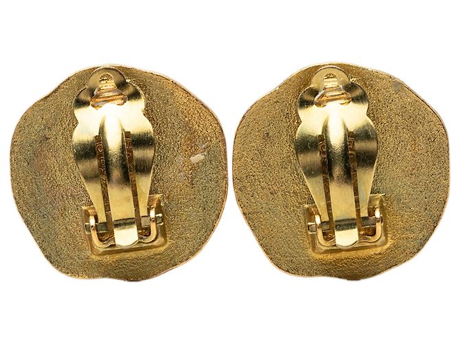 Orecchini a cerchio Chanel CC placcati oro D'oro - vista 2