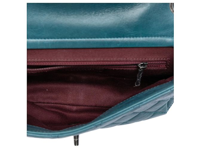 Borsa a tracolla Chanel Quilted Calfskin Plaque Double Flap Blu - vista 4