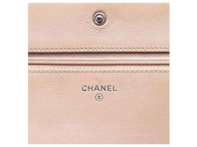 Borsa a tracolla Chanel CC Diamond Wallet On Chain in pelle d'agnello matelassé beige - vista 5
