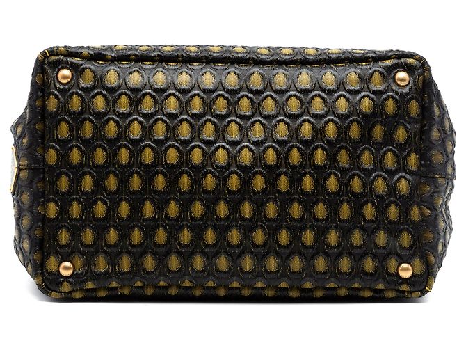 Borsa Tote Tessuto Broccato Canapa nera Prada Nero - vista 3