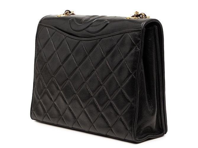 Borsa a tracolla Chanel CC in agnello trapuntato nero - vista 2
