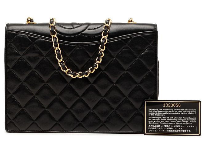 Borsa a tracolla Chanel CC in agnello trapuntato nero - vista 8