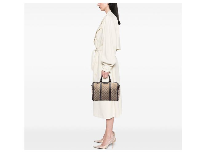 Borsa Satchel Gucci Medium GG Canvas Joy Beige - vista 5