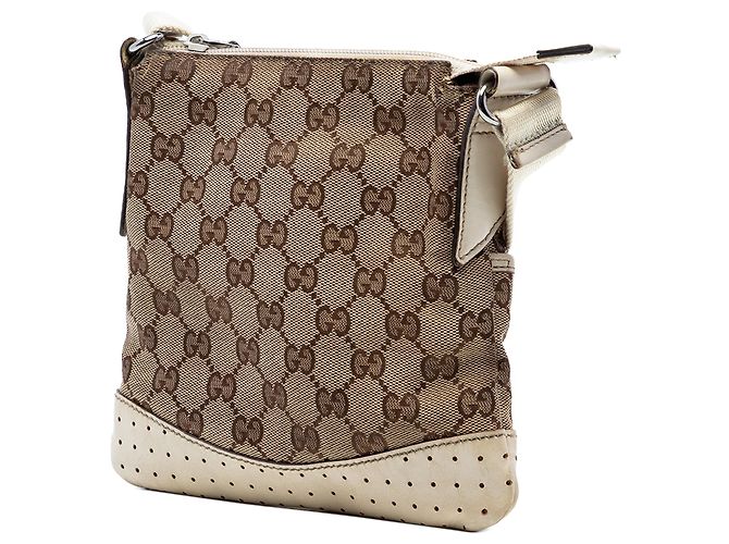 Borsa a tracolla Gucci Small GG Canvas Perforated Beige - vista 2